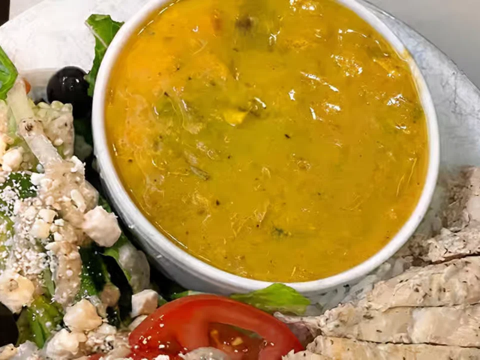 Chicken Curry Vegetable Soup - A rich, golden curry soup brimming with tender chicken and seasonal vegetables — one of our most beloved housemade soups.